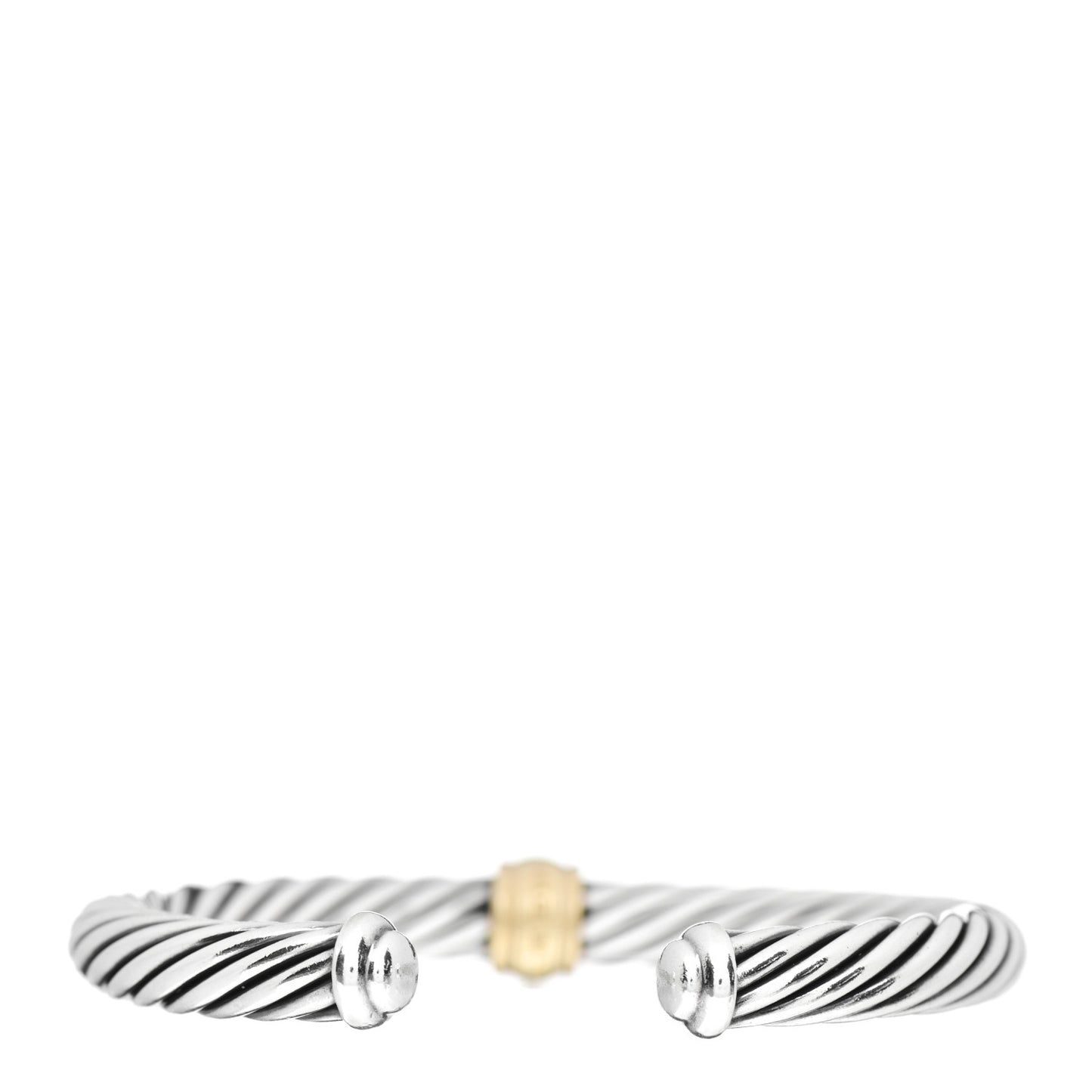 Sterling Silver 18K Yellow Gold Diamond 7mm Cable Classics Station Bracelet