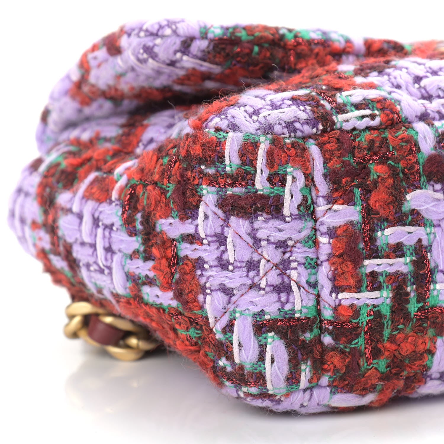Chanel Tweed Quilted Medium Chanel 19 Flap Red Purple Green 8 of 9