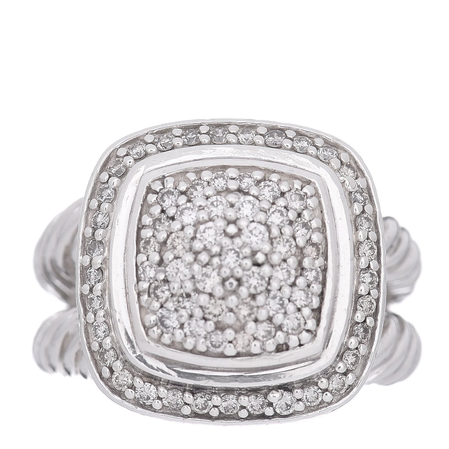 Sterling Silver Diamond 11mm Albion Pave Ring 52 6