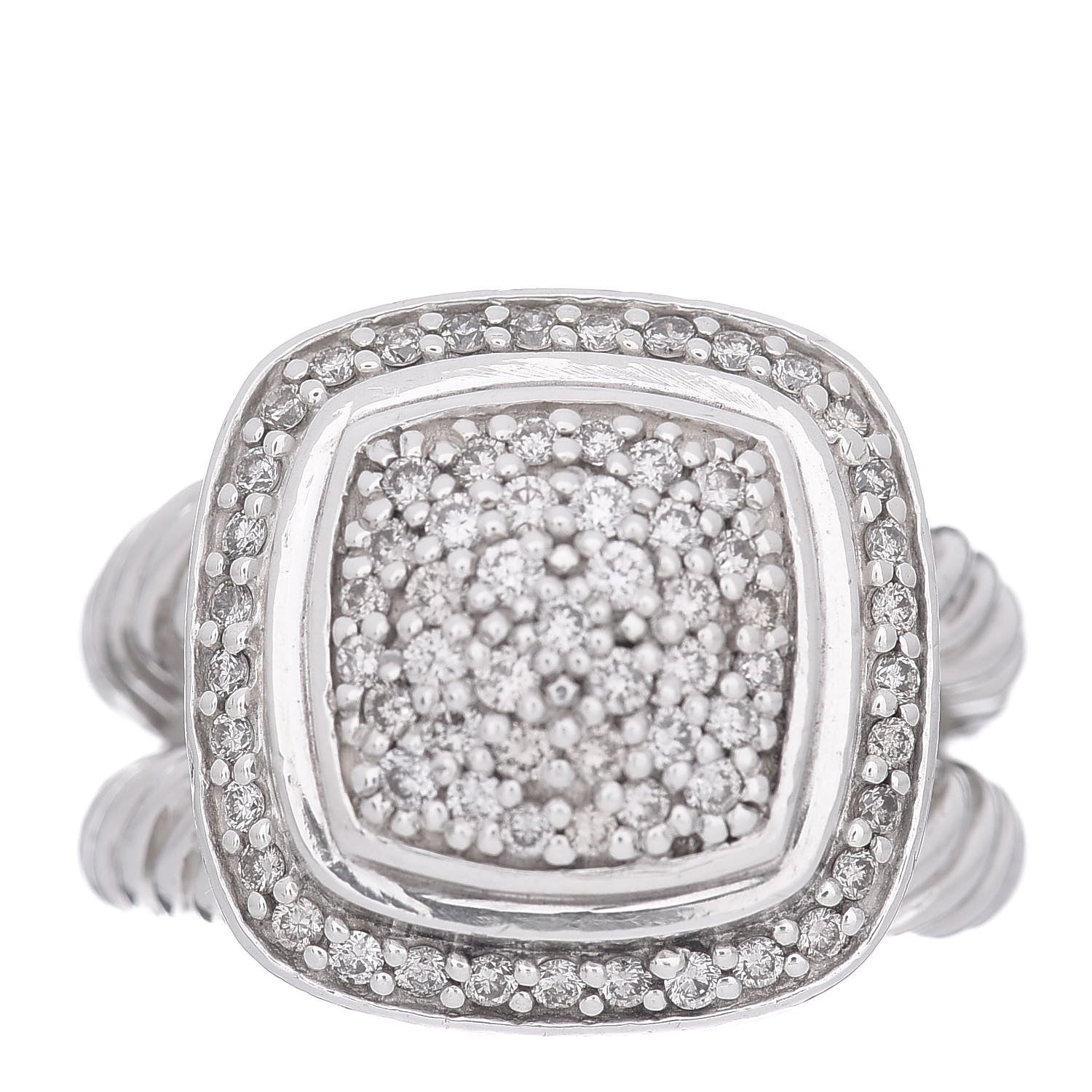 David Yurman Sterling Silver Diamond 11mm Albion Pave Ring 52 6 1 of 5