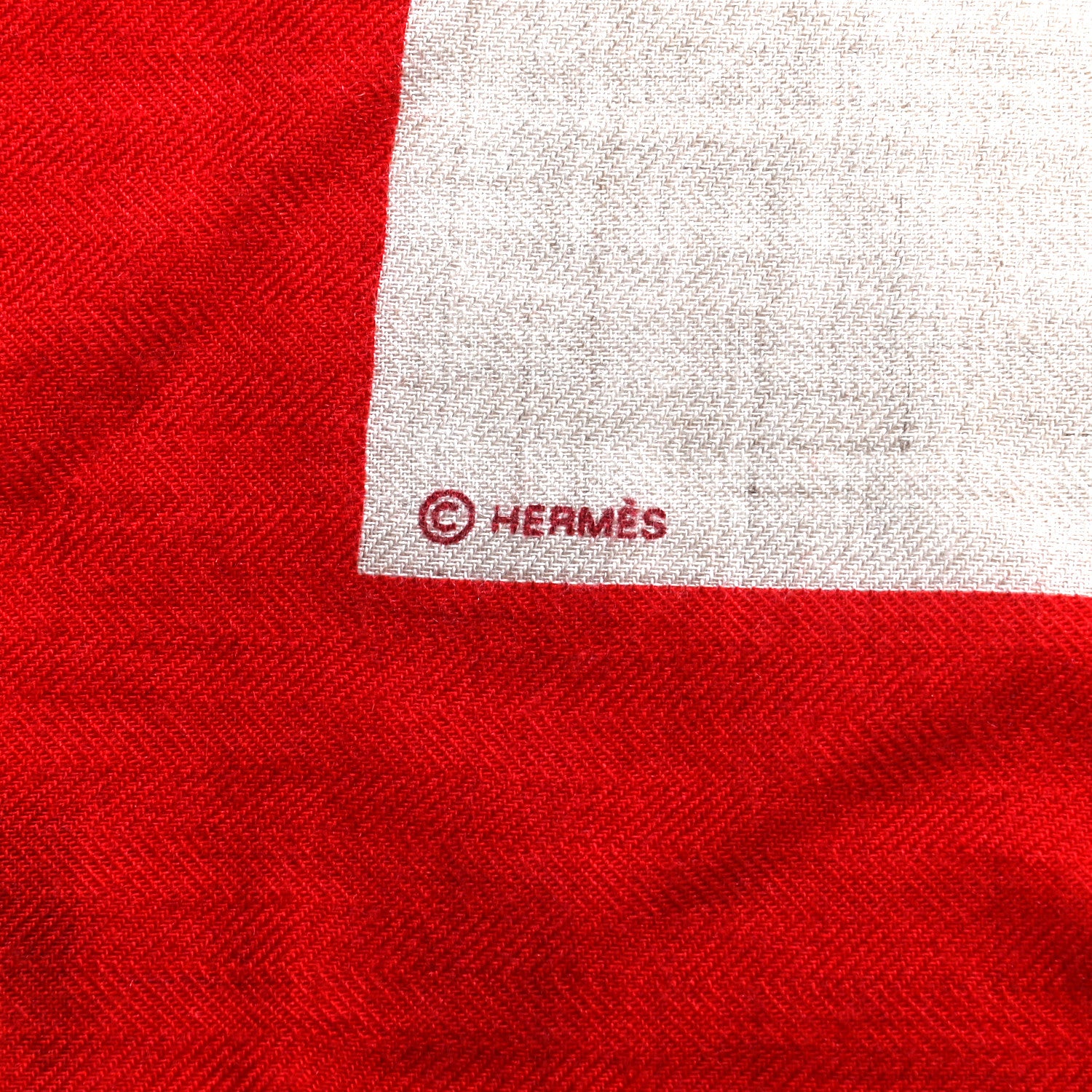 Hermes Cashmere Silk Chevaux Au Pre Shawl 140 Naturel Rouge 3 of 5