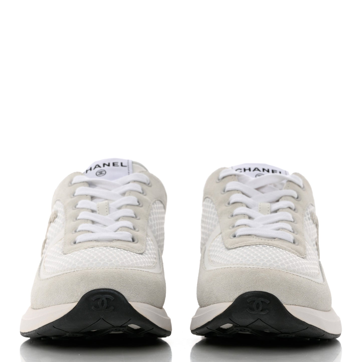 Calfskin Mesh Lycra Suede Womens Logo Sneakers 39 White