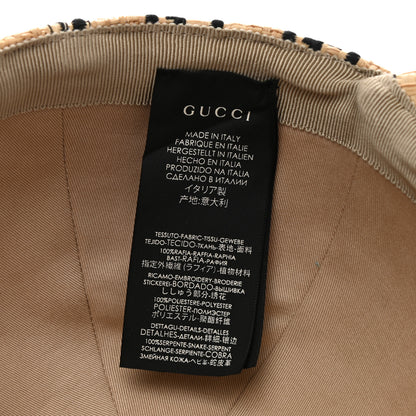 Gucci Raffia GG Monogram Elaphe Embroidered Aisha Baseball Hat M Ivory Black 9 of 9