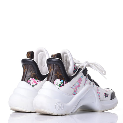 Louis Vuitton Flower Printed Calfskin Monogram LV Archlight Sneakers 37 Black Rose 4 of 10