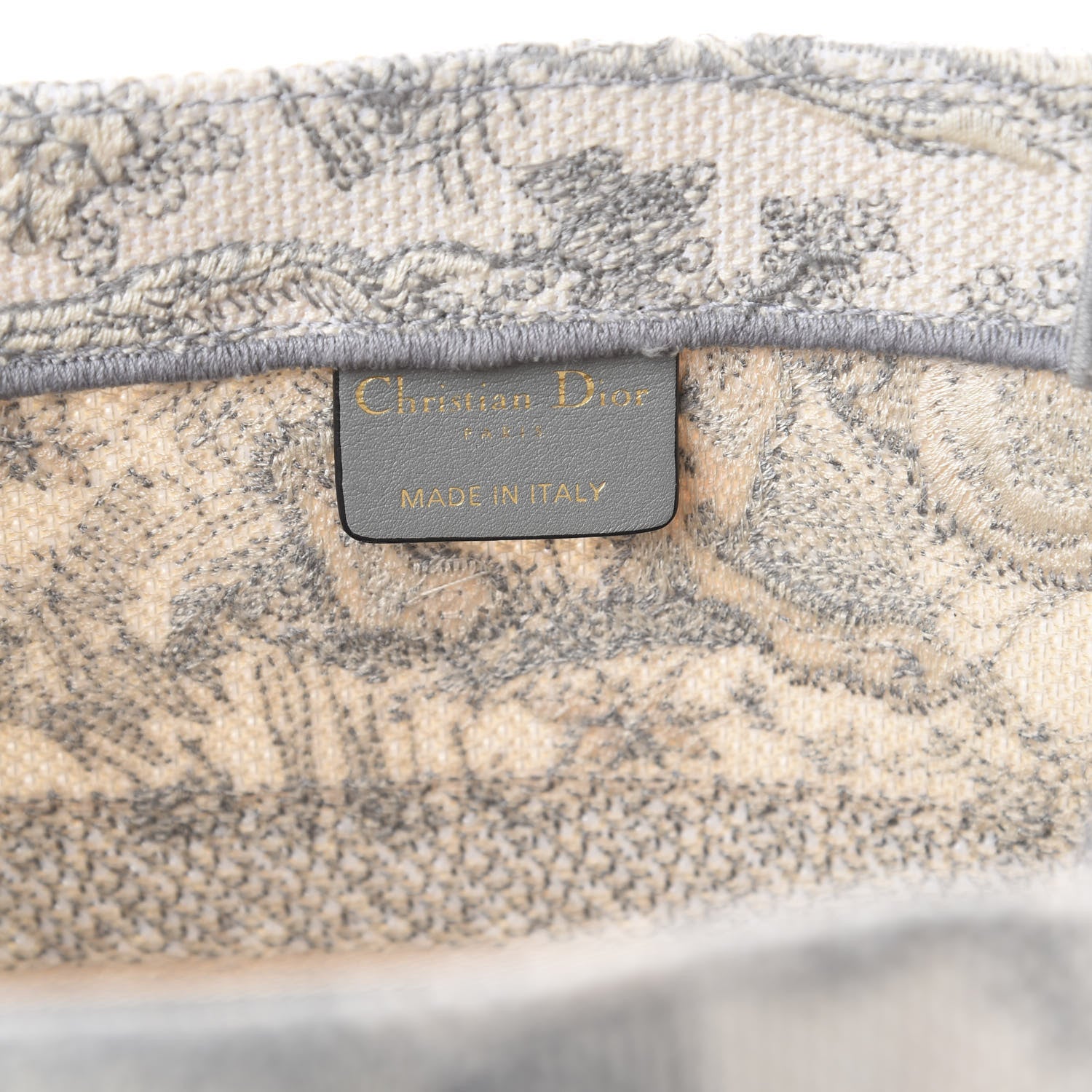 Christian Dior Canvas Embroidered Medium Dioriviera Toile De Jouy Book Tote Gray 7 of 8