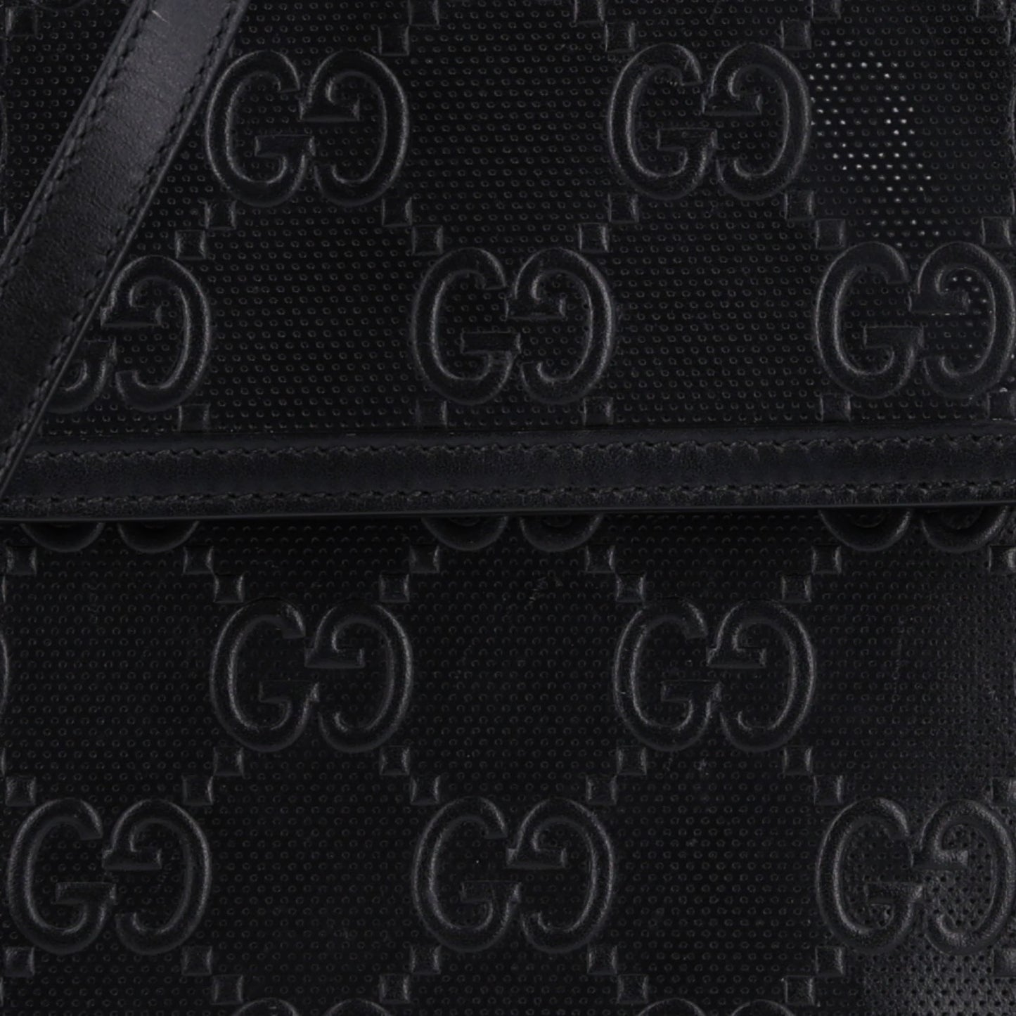 Calfskin GG Tennis Embossed Messenger Bag Black