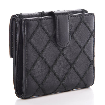 Chanel Lambskin Diamond Stitched Compact Wallet Black 3 of 12