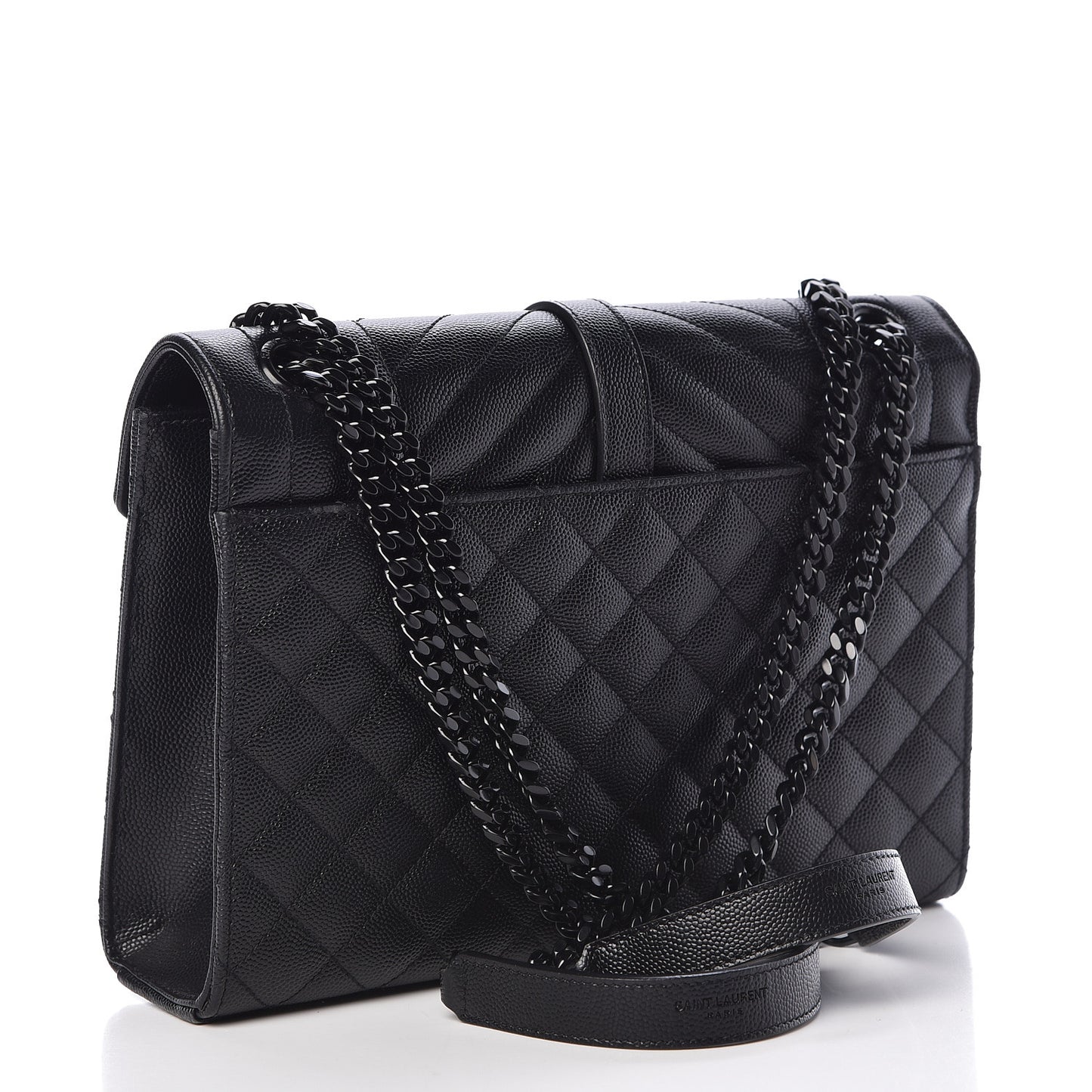 Grain De Poudre Textured Mixed Matelasse Triquilt Medium Monogram Satchel Black