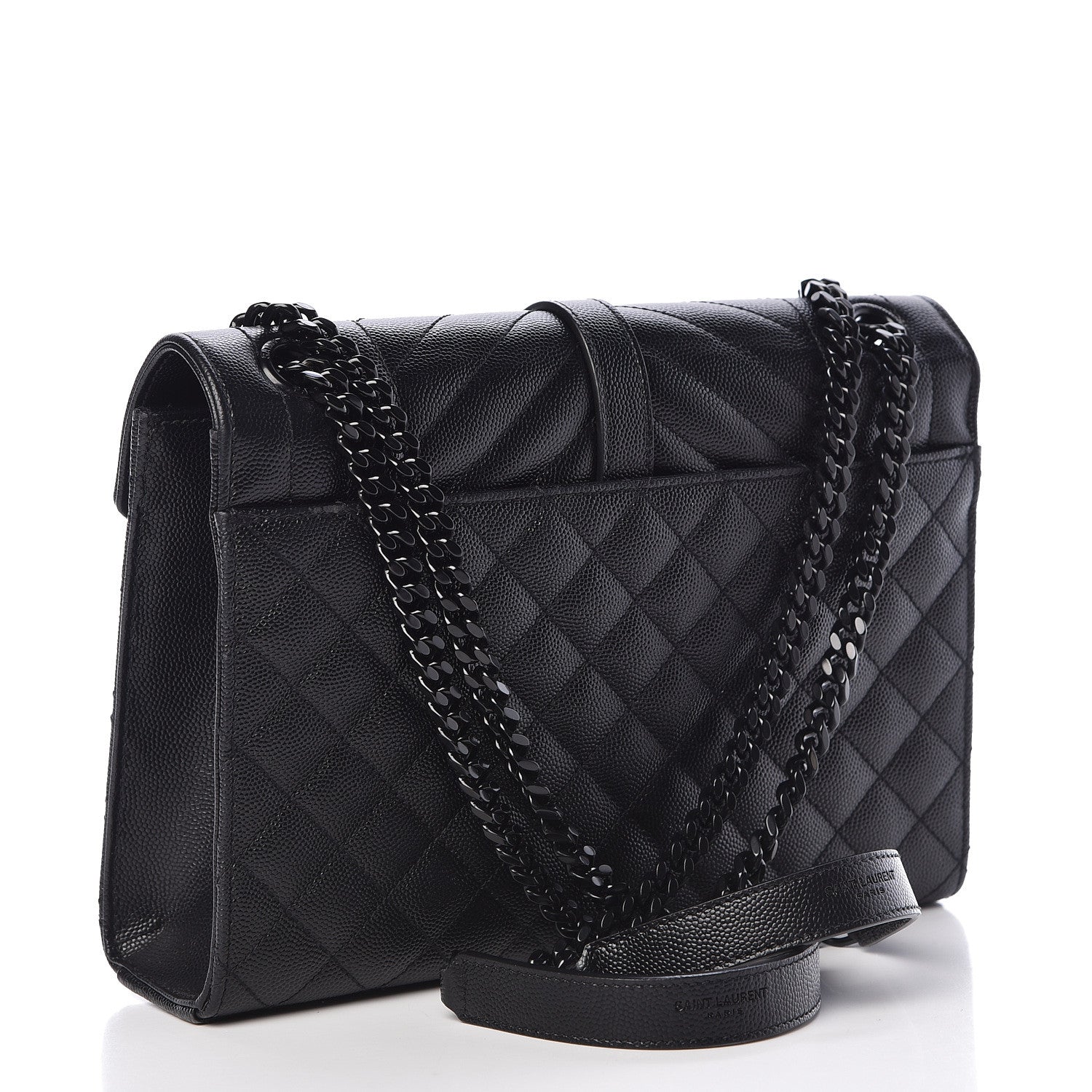 Saint Laurent Grain De Poudre Textured Mixed Matelasse Triquilt Medium Monogram Satchel Black 3 of 16