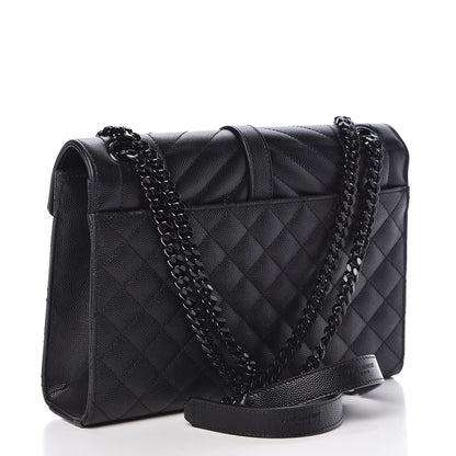 Saint Laurent Grain De Poudre Textured Mixed Matelasse Triquilt Medium Monogram Satchel Black 3 of 16