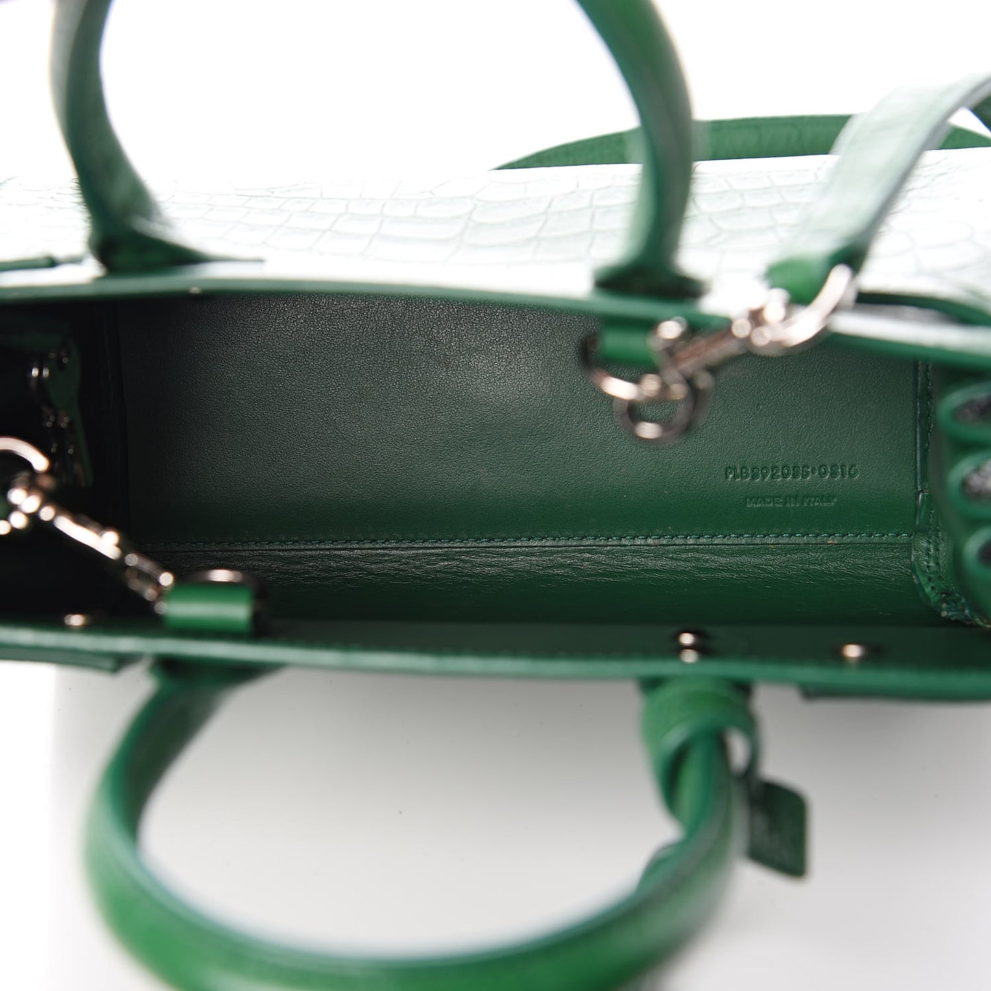 Calfskin Crocodile Embossed Nano Sac De Jour Green