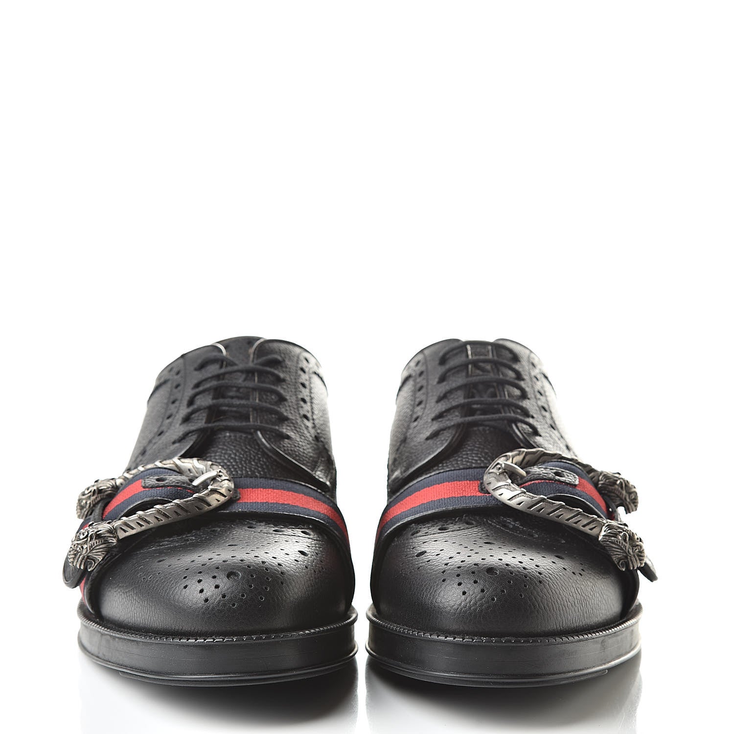 Gucci Pebbled Calfskin Dionysus Web Mens Martins Shoes 9.5 Black 2 of 10