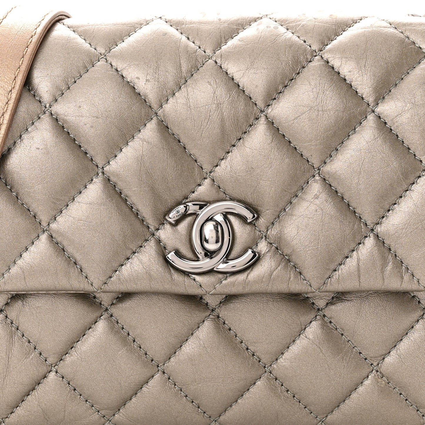 Metallic Calfskin Quilted Mineral Nights Mini Flap Bronze