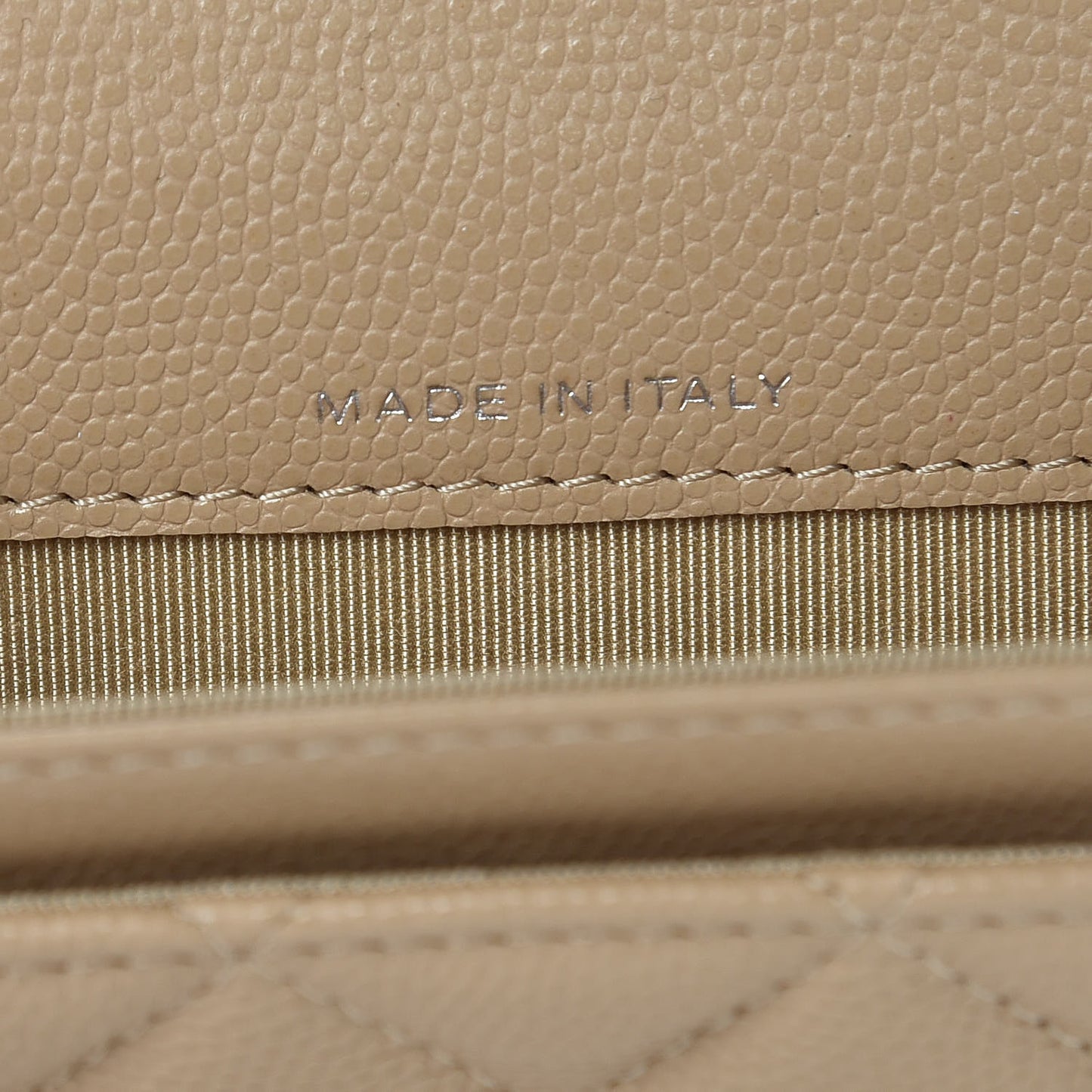 Caviar Quilted Flap Card Holder Beige
