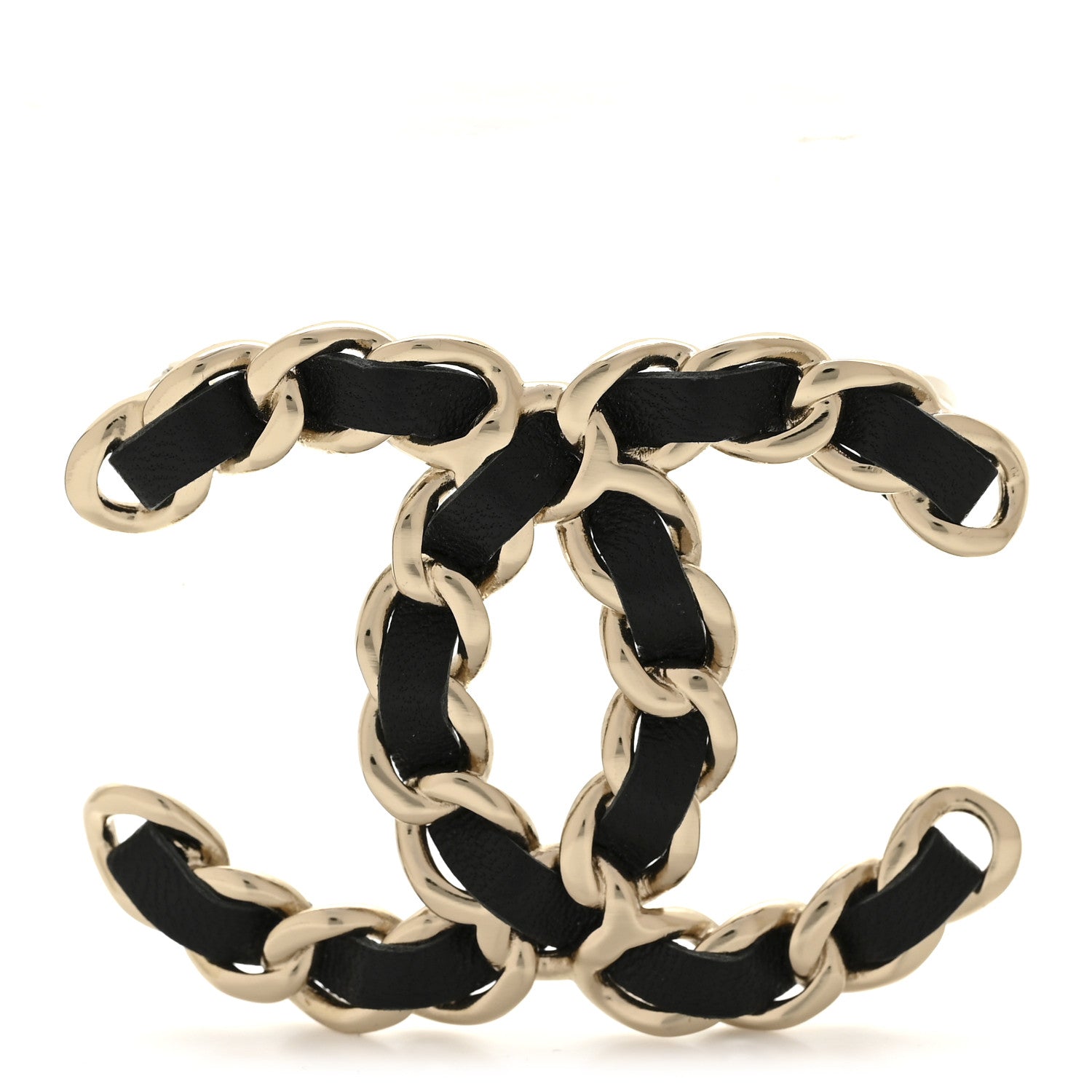 Chanel Lambskin Chain CC Brooch Black Gold 1 of 4