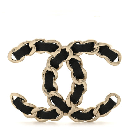 Chanel Lambskin Chain CC Brooch Black Gold 1 of 4