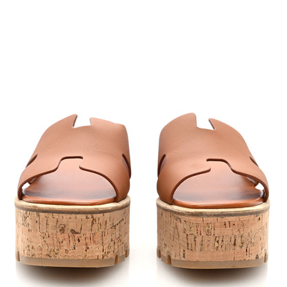 Hermes Calfskin Cork Eze 30 Sandals 37 Marron Glaise 3 of 7