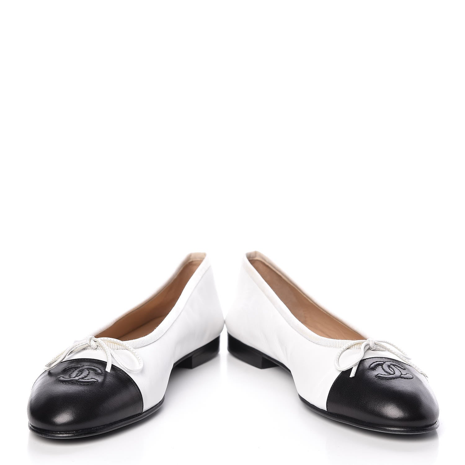 Chanel Lambskin Cap Toe Ballerina Flats 39 White Black 5 of 19