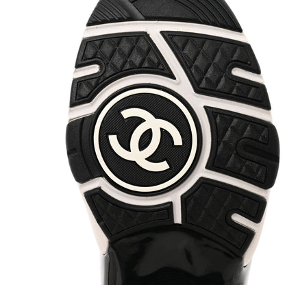 Chanel Mesh Suede Calfskin Grained Calfskin Womens CC Sneakers 37 White Black 6 of 8