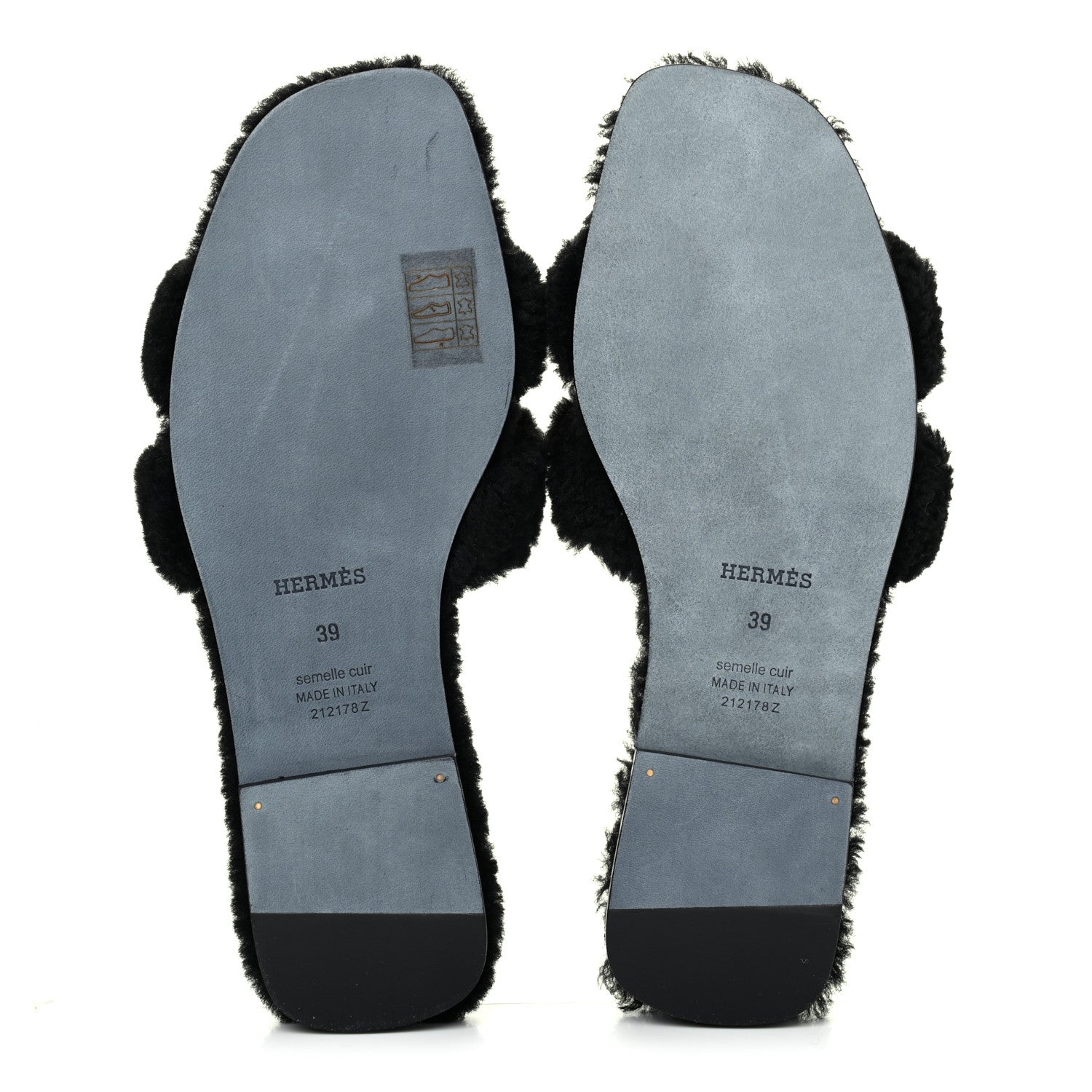 Hermes Woolskin Oran Sandals 39 Black 5 of 8