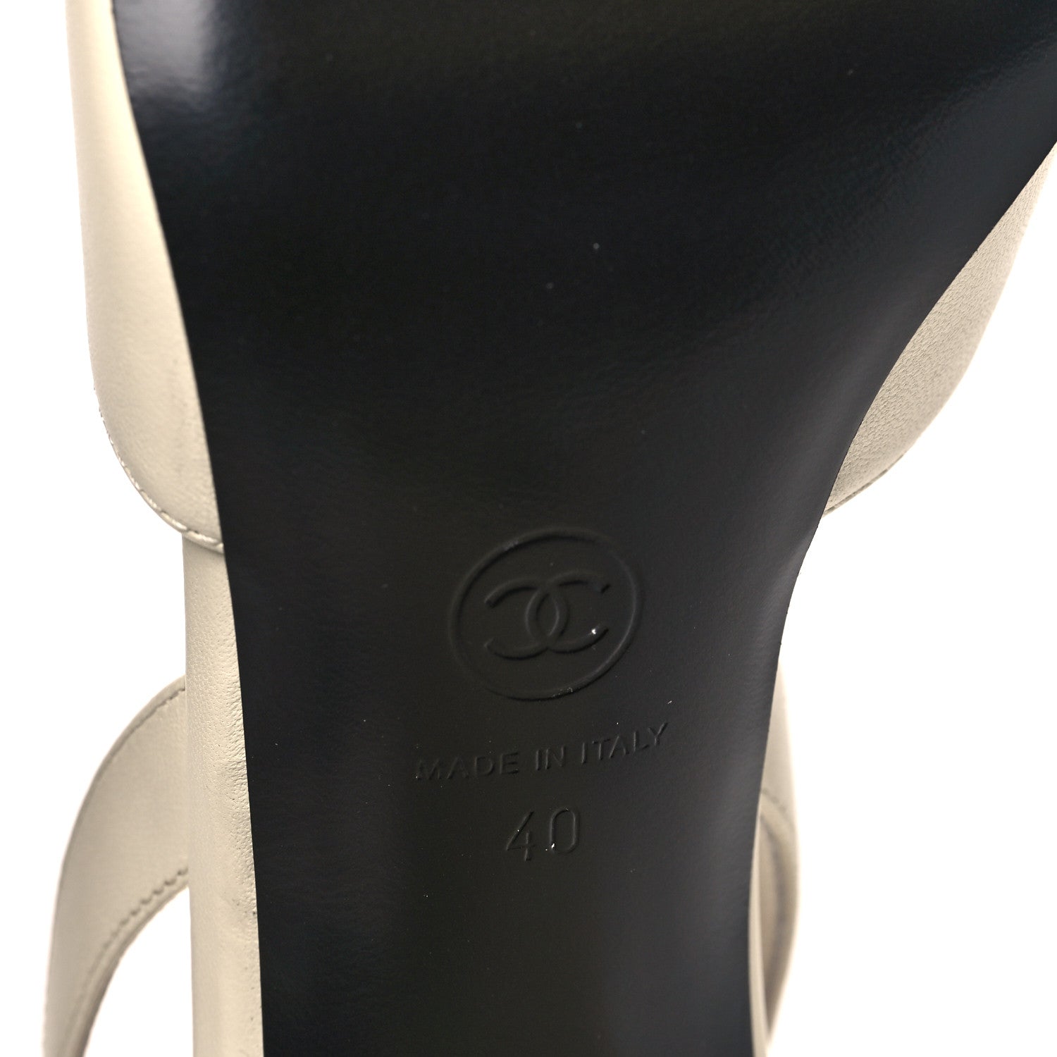 Chanel Lambskin Patent Calfskin Cap Toe CC Slingback Pumps 40 Ivory Black 7 of 10