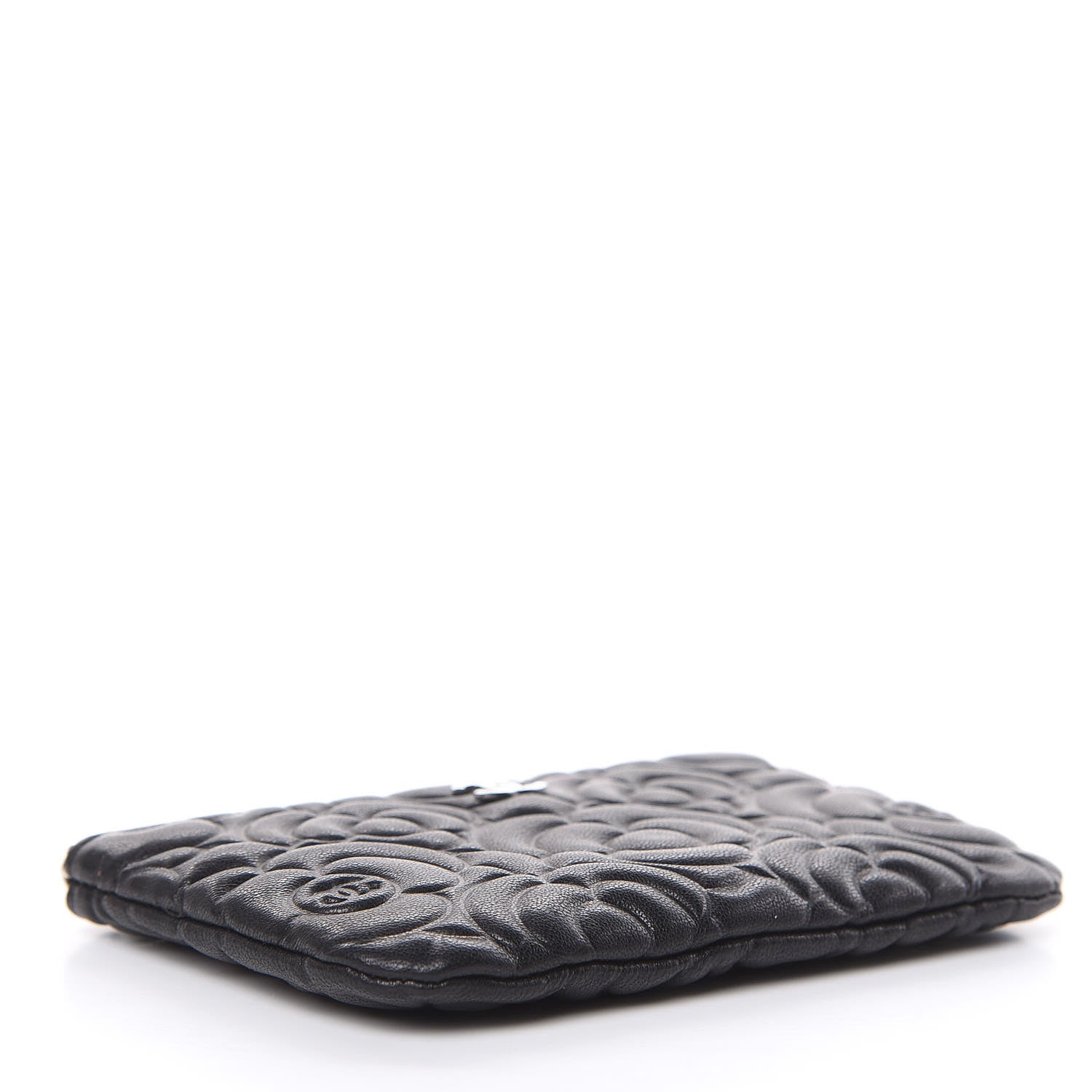 Chanel Goatskin Camellia Embossed Cosmetic Pouch Black 4 of 8