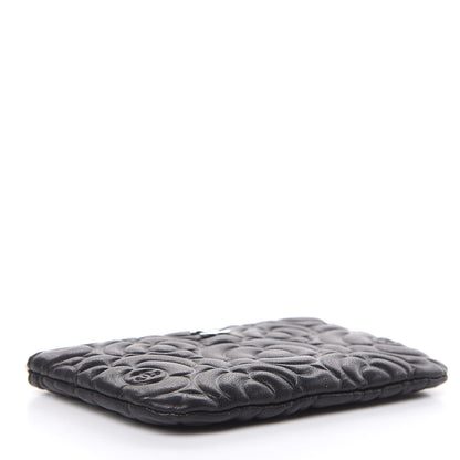Chanel Goatskin Camellia Embossed Cosmetic Pouch Black 4 of 8