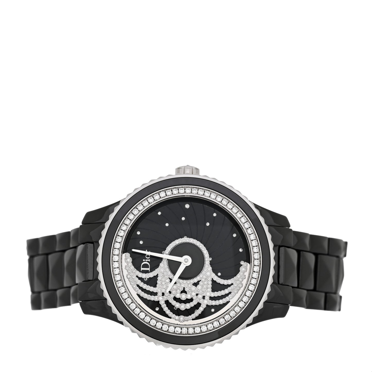 Stainless Steel Ceramic Diamond 38mm Dior VIII Grand Bal Broderie Automatic Watch Black
