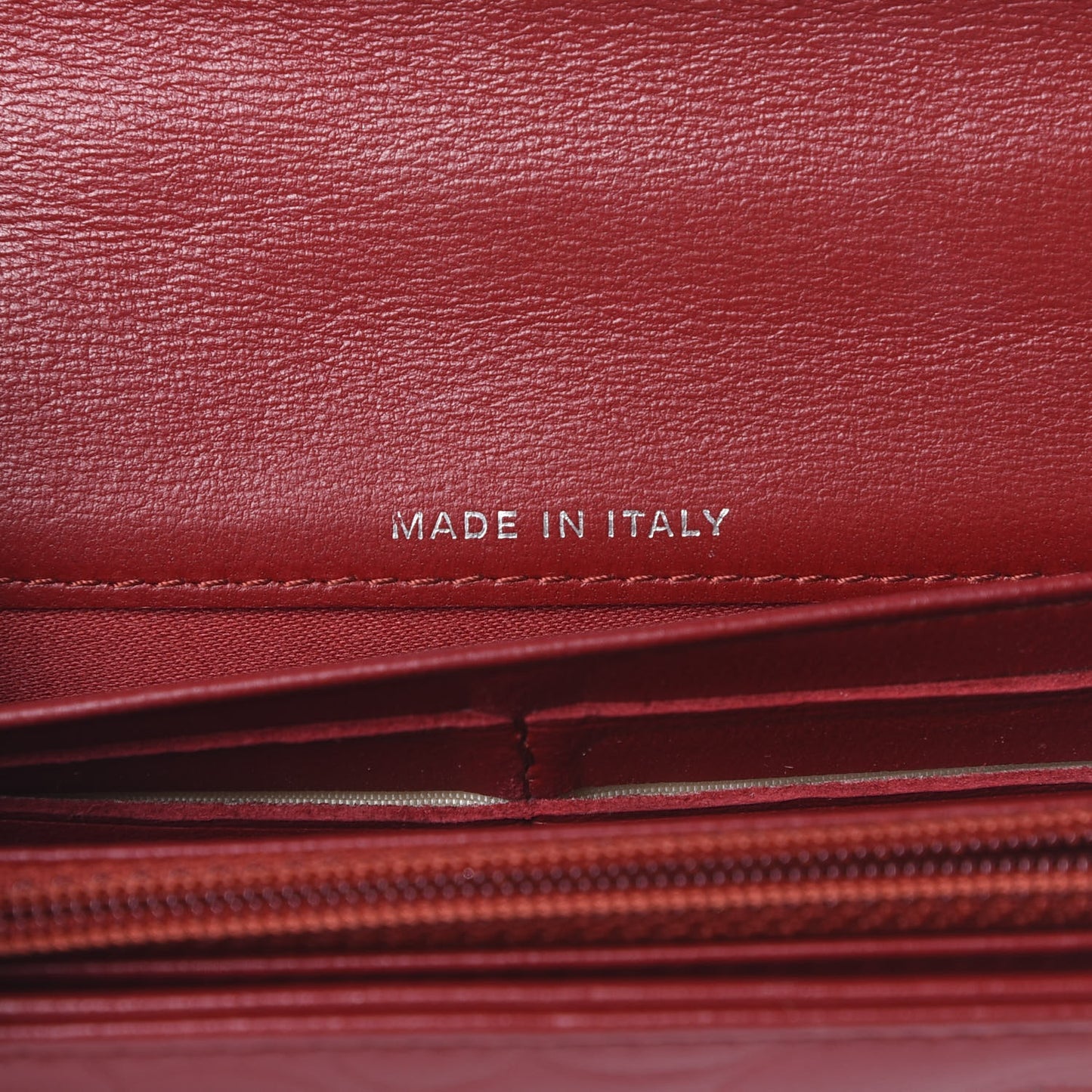 Lambskin Camellia Embossed Flap Wallet Red