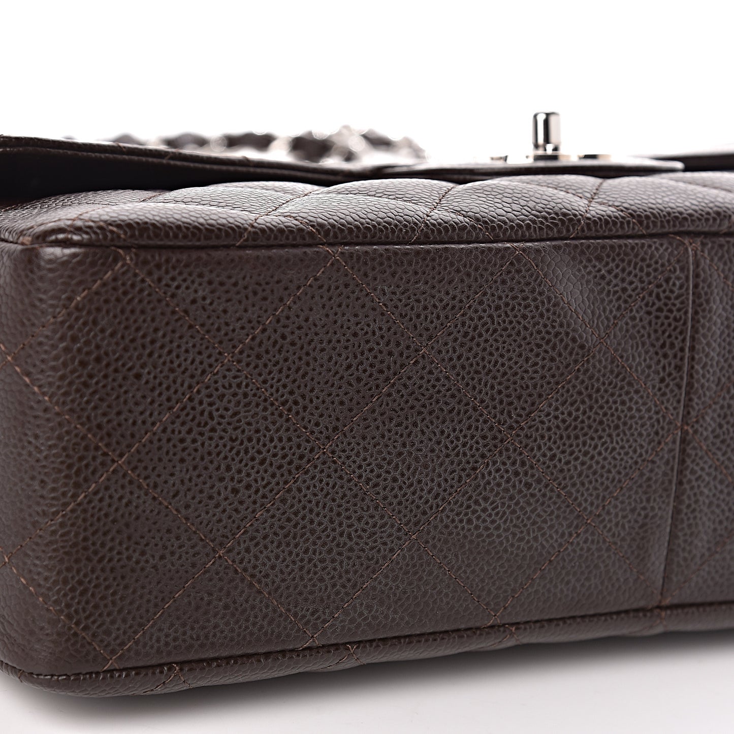 Caviar Quilted Jumbo Single Flap Dark Brown