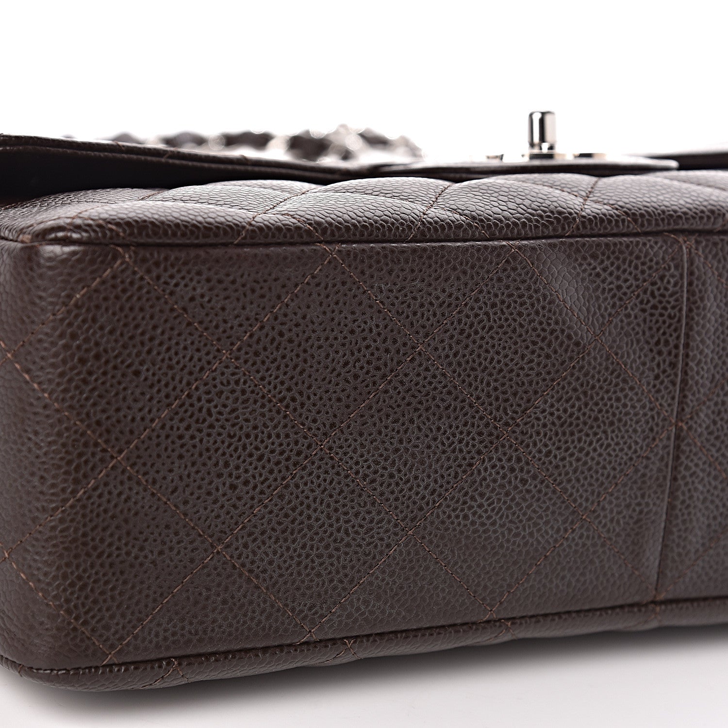 Chanel Caviar Quilted Jumbo Single Flap Dark Brown 10 of 13