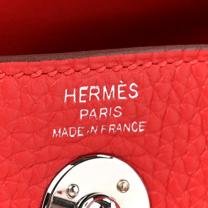 Hermes Taurillon Clemence Mini Lindy 20 Rouge Radieux 6 of 11