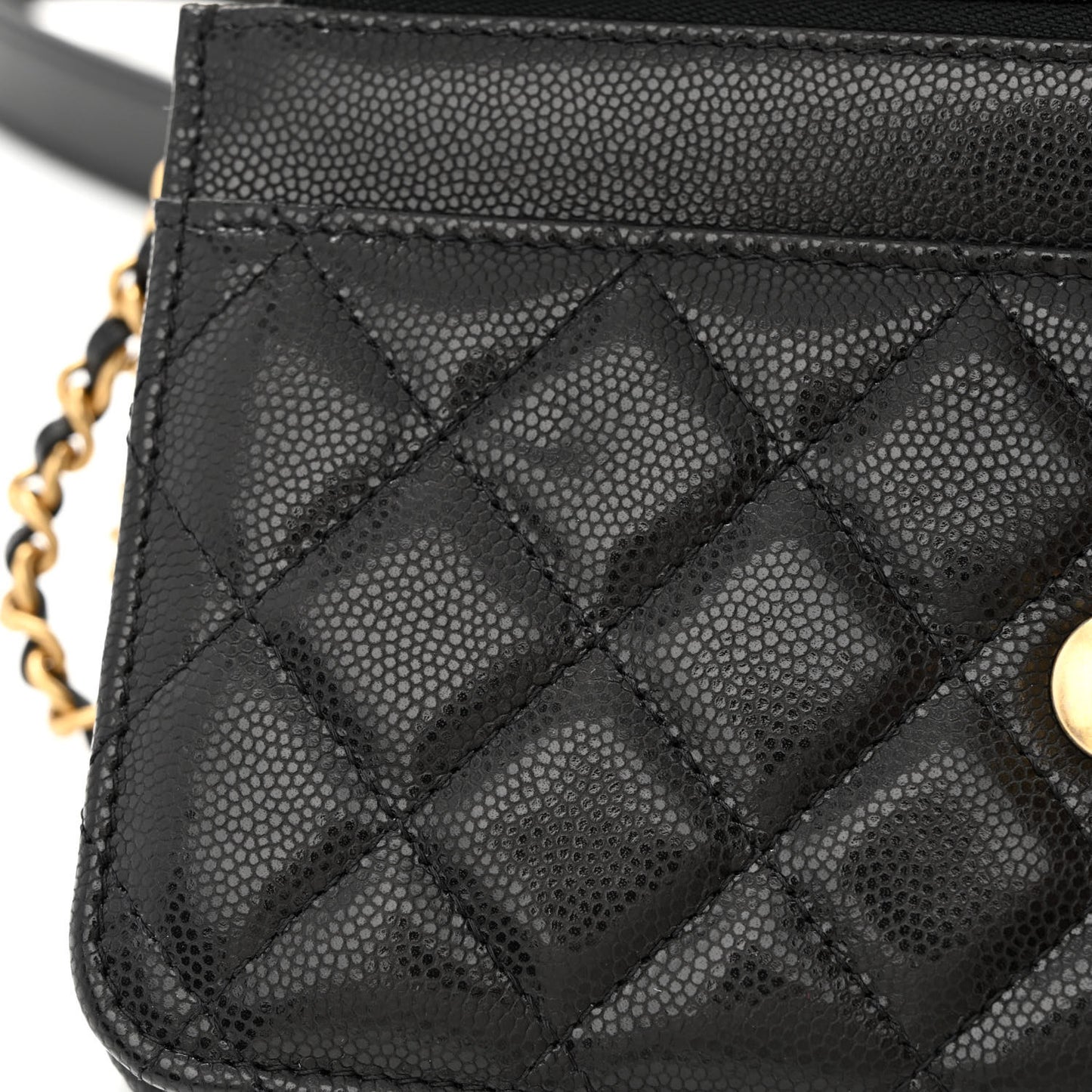 Caviar Quilted Twist Your Buttons Wallet On Chain WOC Black