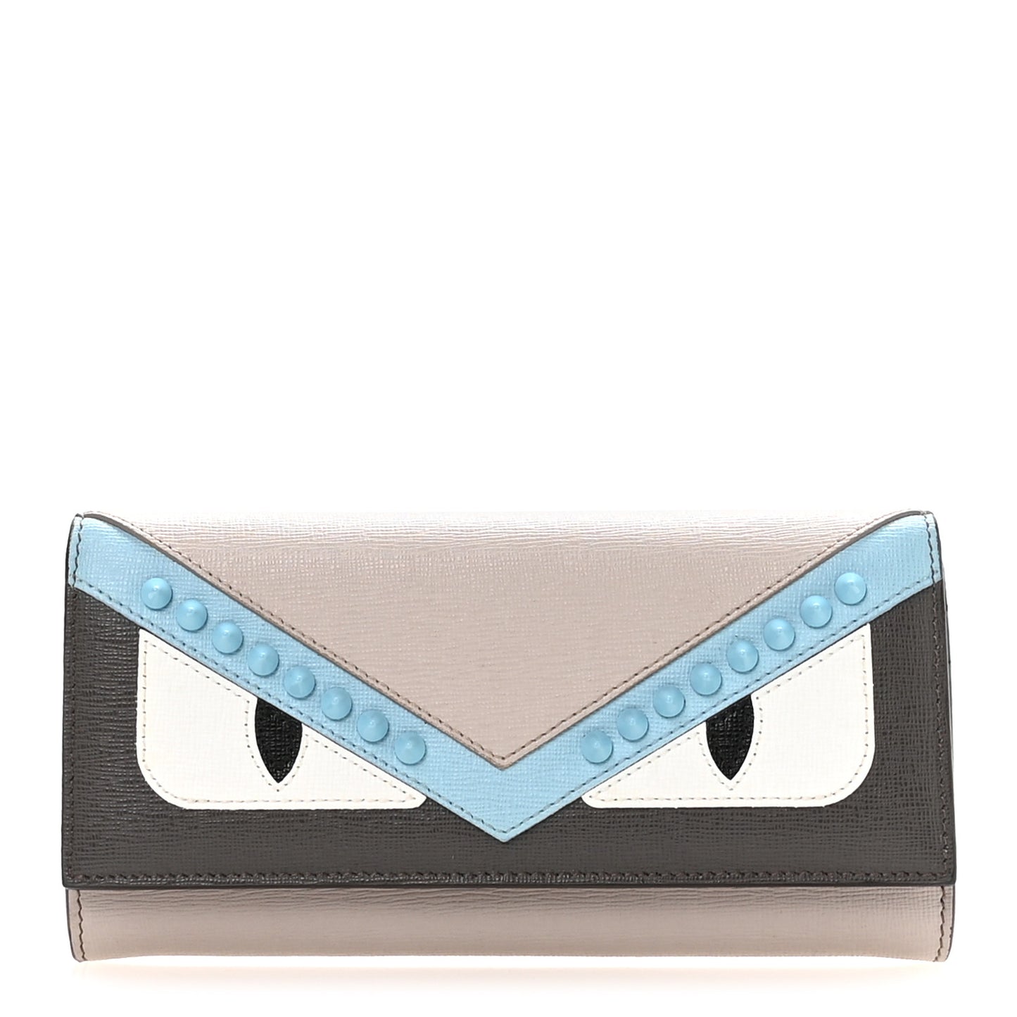 Vitello Elite Monster Eyes Studded Continental Wallet Carbone White Multicolor