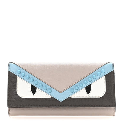 Fendi Vitello Elite Monster Eyes Studded Continental Wallet Carbone White Multicolor 1 of 7