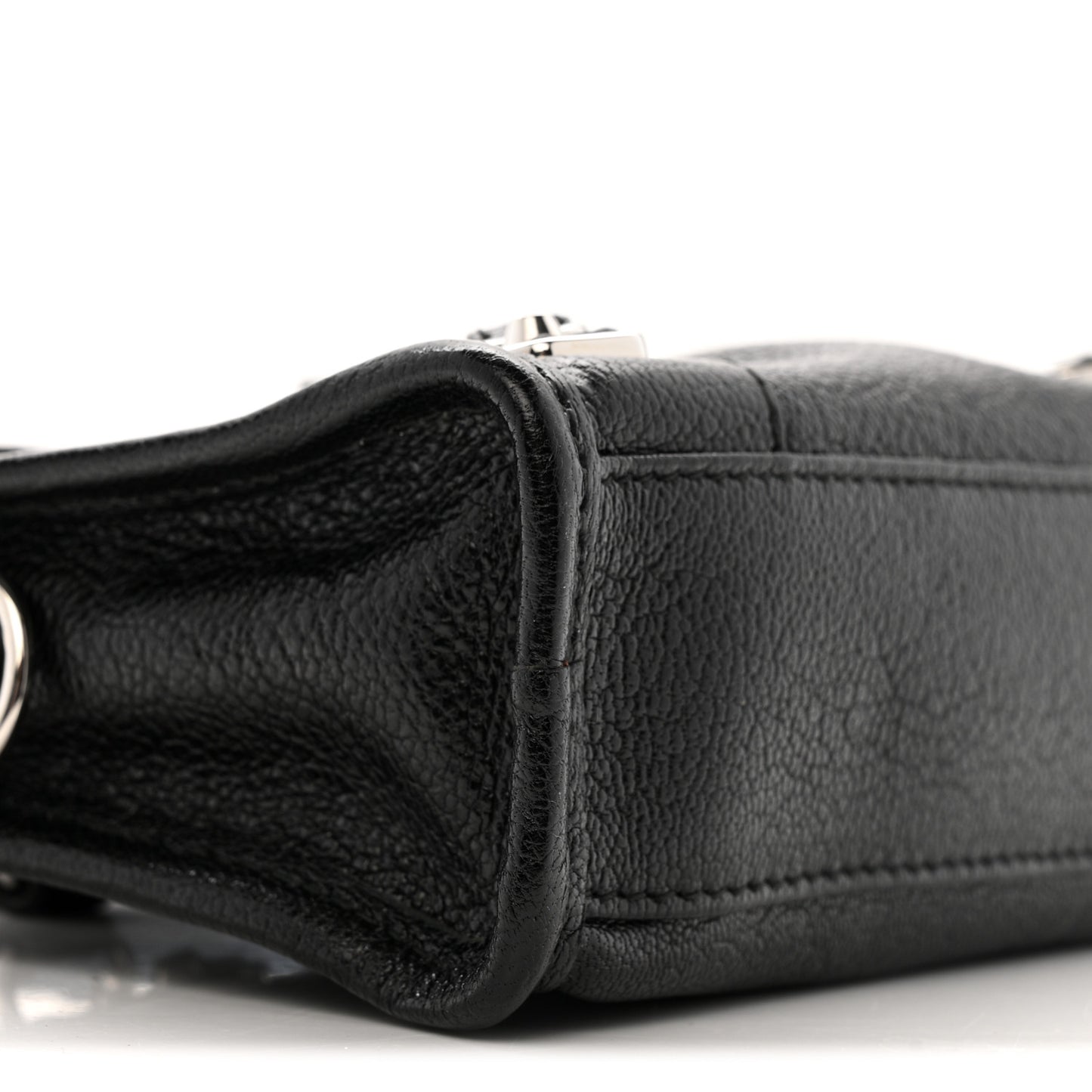 Chevre Silver Metallic Edge Hardware Nano City Black