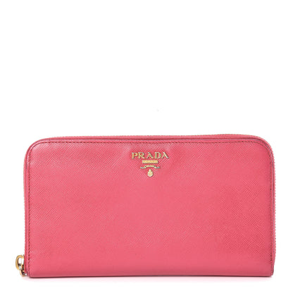 Prada Saffiano Zip Around Wallet Peonia 1 of 19