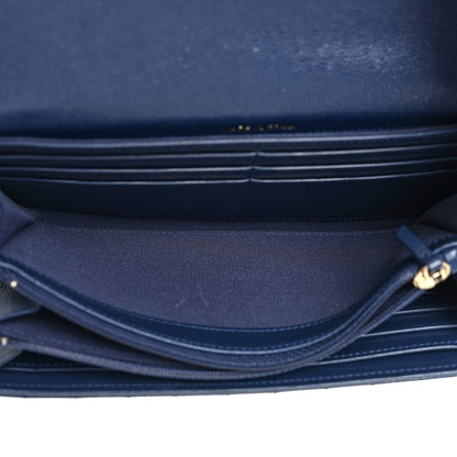 Chanel Caviar Quilted Crystal Long Flap Wallet Navy Blue 6 of 13