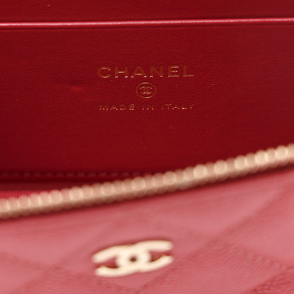Chanel Caviar Quilted Top Handle Slim Vanity With Chain Red 6 of 11