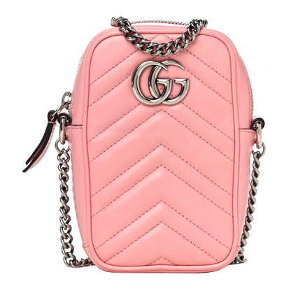 Gucci Calfskin Matelasse Mini GG Marmont Crossbody Bag Wild Rose 1 of 8