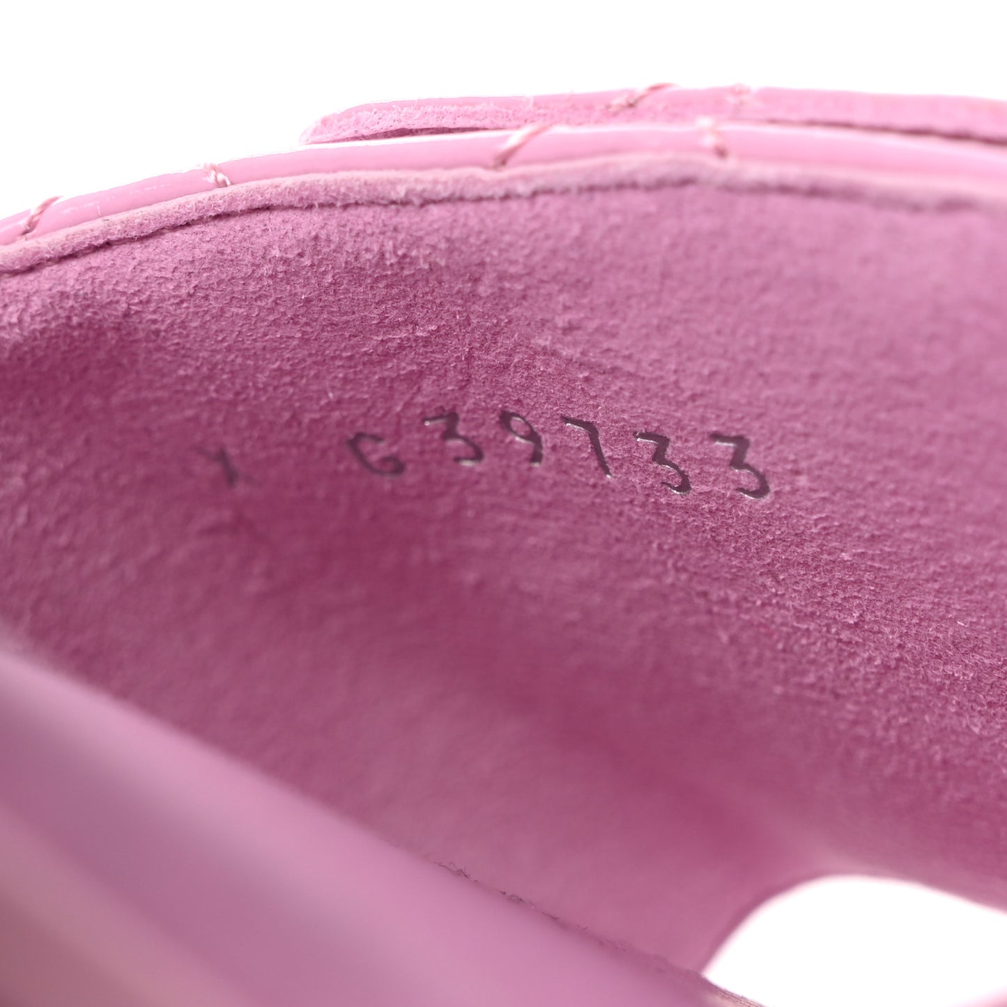 Patent Goatskin Quilted CC Mules Sandals 36.5 Pink