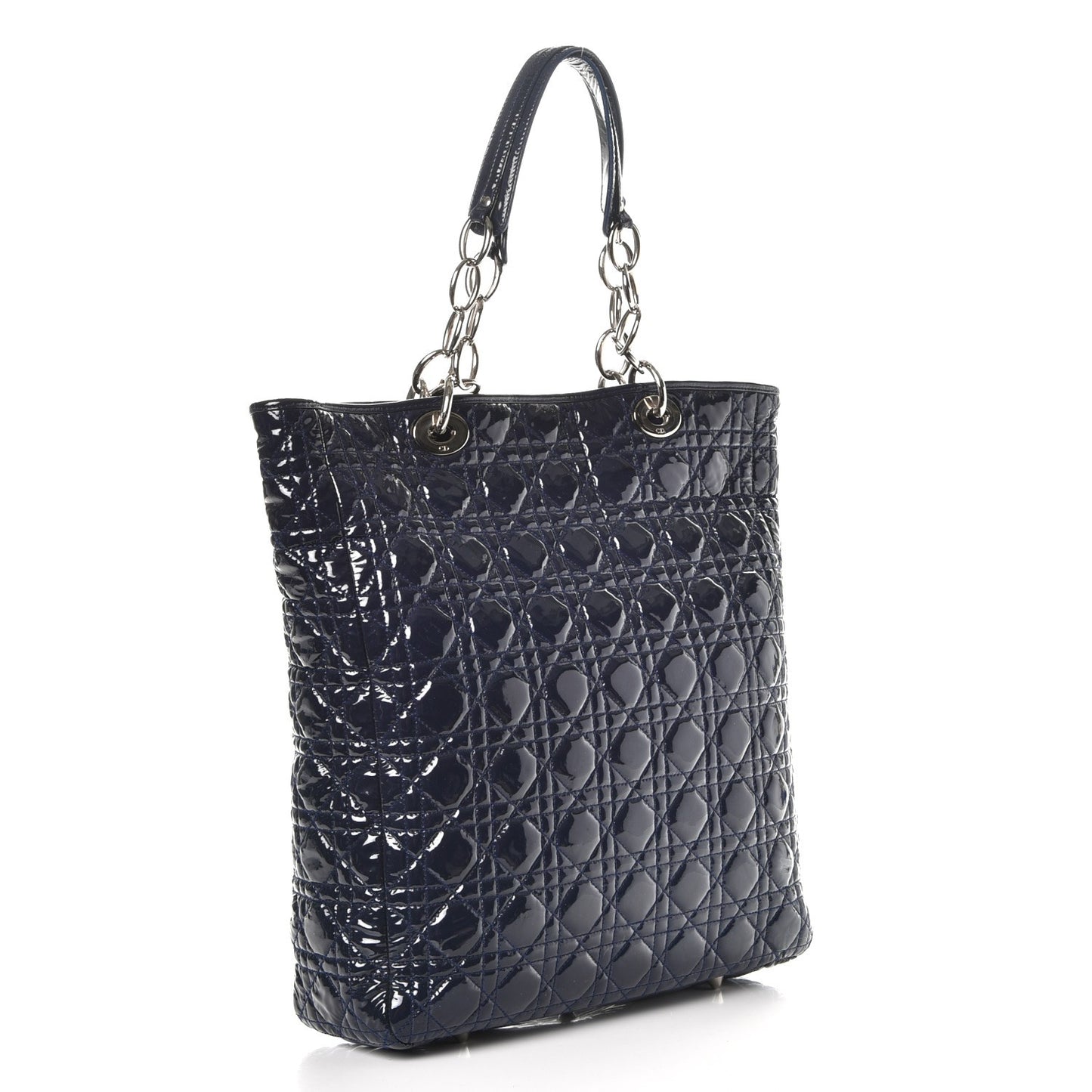 Patent Cannage Dior Soft Shopping Tote Blue