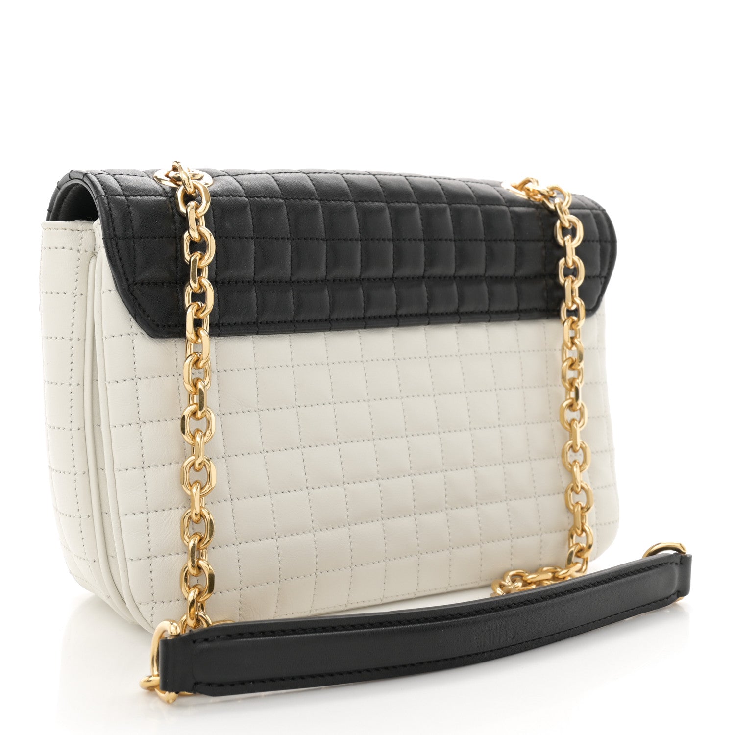 Celine Calfskin Quilted Medium C Bag Black White 3 of 15