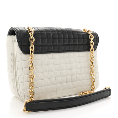 Celine Calfskin Quilted Medium C Bag Black White 3 of 15