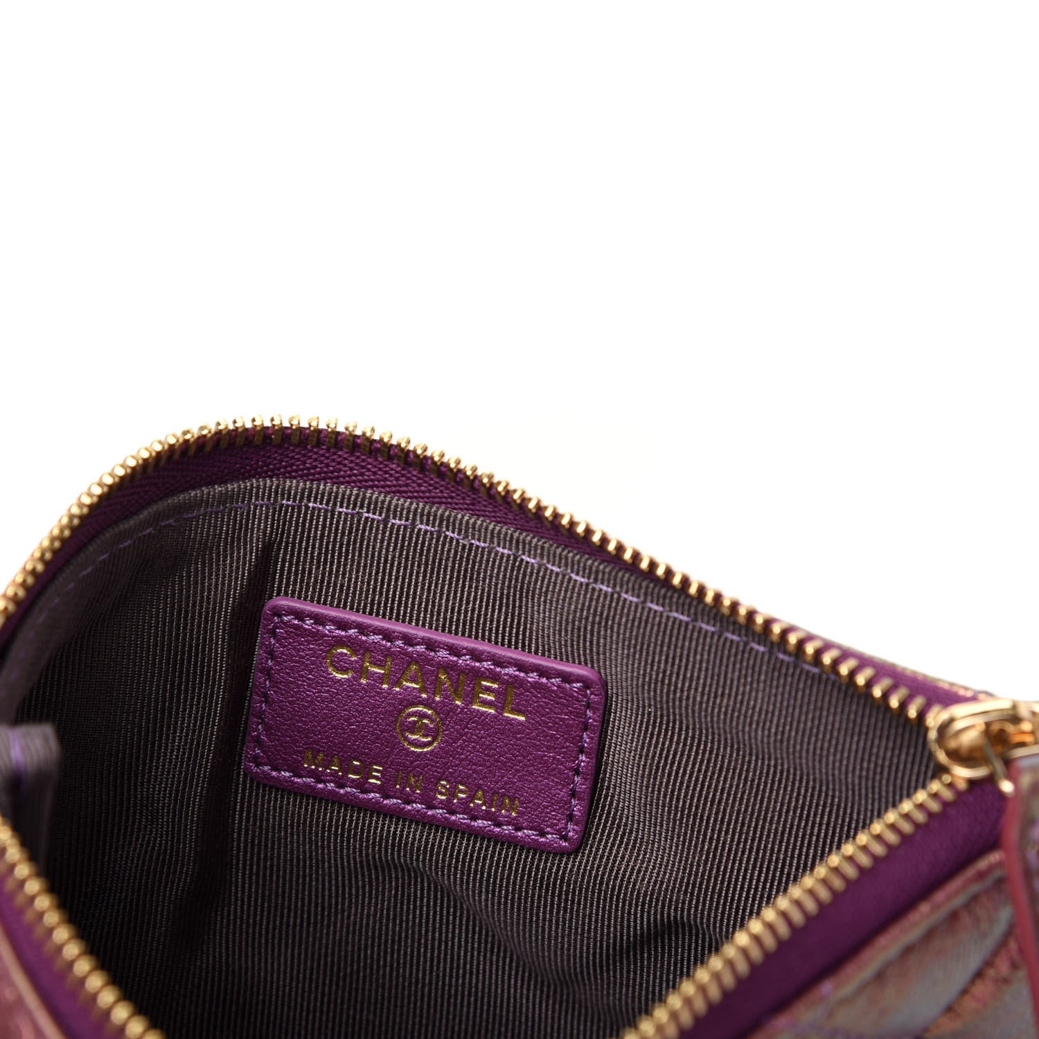 Chanel Iridescent Lambskin Quilted Small Cosmetic Case Purple 6 of 8