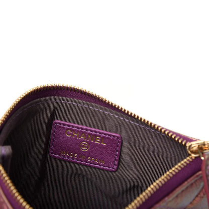 Chanel Iridescent Lambskin Quilted Small Cosmetic Case Purple 6 of 8