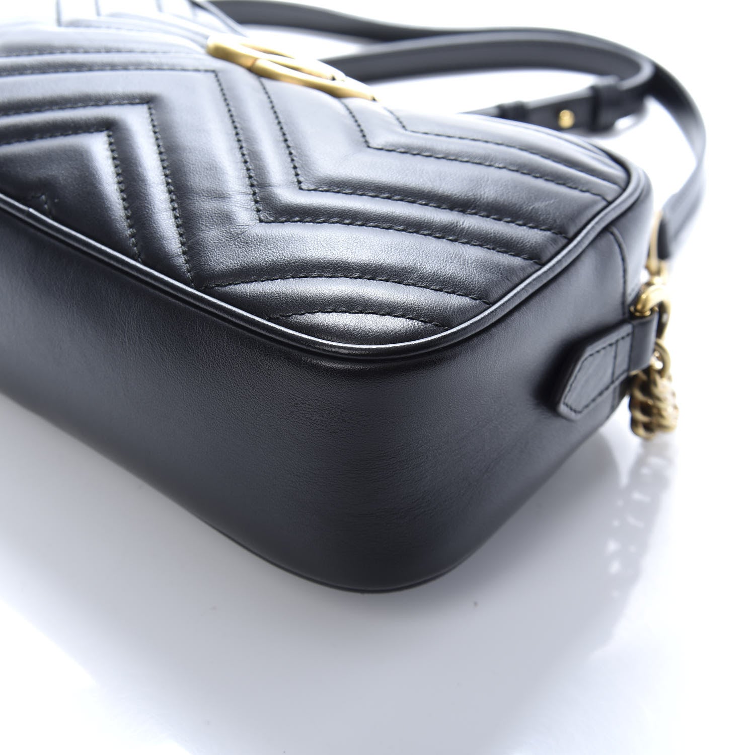 Gucci Calfskin Matelasse Small GG Marmont Chain Shoulder Bag Black 9 of 10