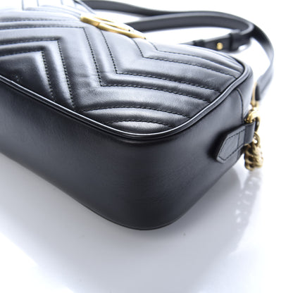 Gucci Calfskin Matelasse Small GG Marmont Chain Shoulder Bag Black 9 of 10