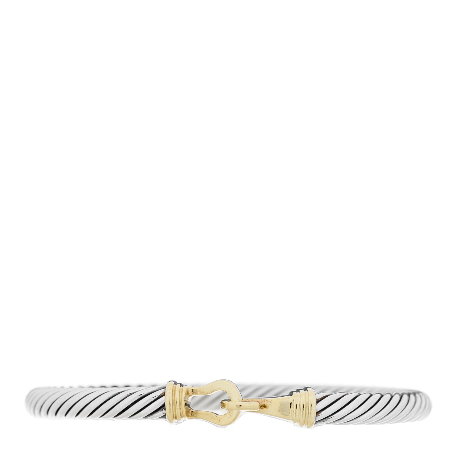 David Yurman Sterling Silver 14K Yellow Gold 5mm Cable Classic Buckle Bracelet 1 of 4