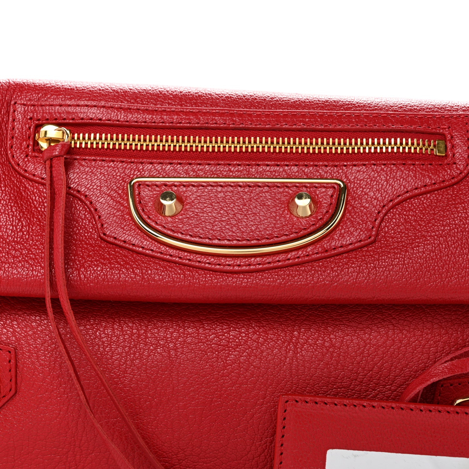 Balenciaga Chevre Gold Metallic Edge Hardware Envelope Clutch Rouge Grenade 9 of 11